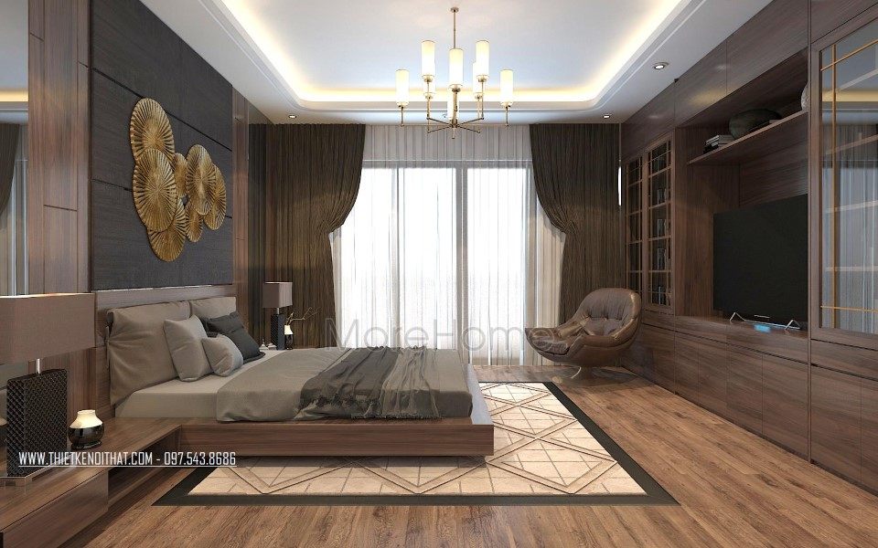 Thiết kế nội thất phòng ngủ biệt thự Vinhomes Thăng Long Hoài Đức Hà Nội